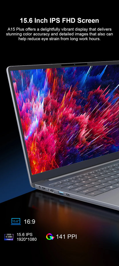 Ninkear A15 PLUS Laptop 15.6" IPS FHD AMD Ryzen 7 5825U Notebook 16G DDR4 +1TB PCI-E 57Wh Battery Windows 11 PRO Office Computer