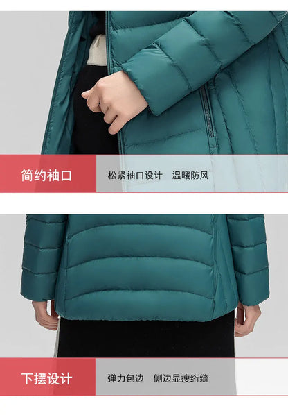 Women's plus Size M-6XL Hooded Puffer Jacket 90% Down Quilted Warm Coat Parka with Detachable Hat Winter Outerwear