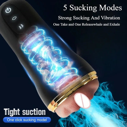 Mens Automatic Masturbation Cup 3D Realistic Vaginal Penis Pump Trainer Pocket Pussy Blowjob Dicks Stimulator Adult Men Sex Toys