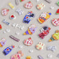 5D Pudding Jelly Dessert Fruit Cherry Pink Claw Print Bowknot Tie knot Love Heart Stars Nail Art Sticker Adhesive Manicure Decal
