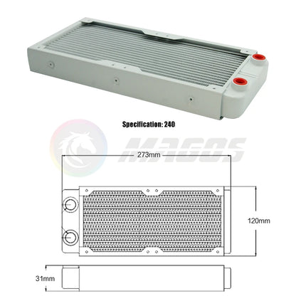PC Water Cooling Radiator Aluminum For CPU GPU RAM Heatsink Exchanger Fan Cooler 60/80/90/120/240/360mm Black/White