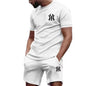 New hot selling 2026 men's two-piece sportswear short sleeved T-shirt and pants set running and fitness sportswear summer