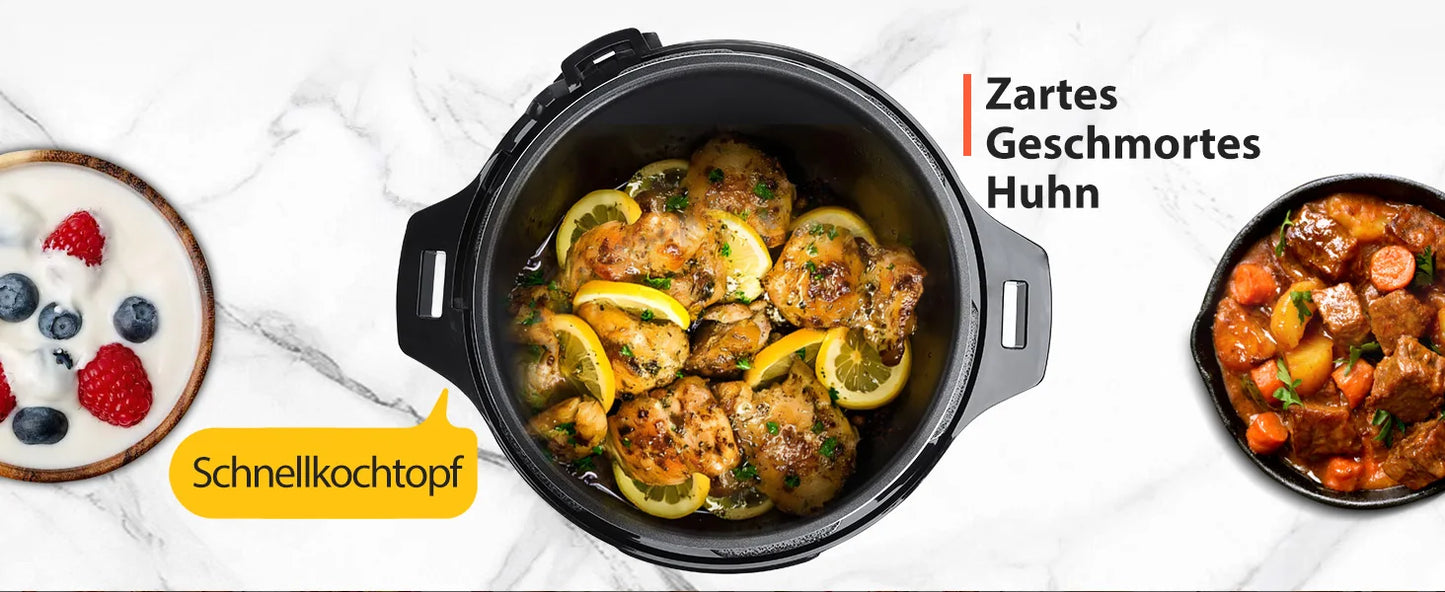 Aigostar Pressure Cooker 6L, 18-in-1 Multicooker, Keep Warm, Non-Stick Coating, Easy Cleaning, Digital Touchscreen, 1000W Pressu