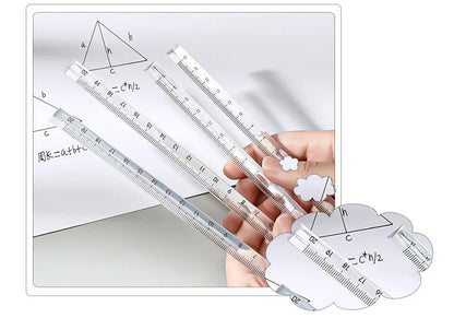 15cm /20 Cm Simple Transparent Triangular Straight Ruler Kawaii Tools Stationery Cartoon Drawing Gift Office School Measuring
