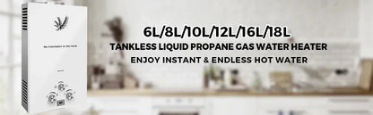 VEVOR Liquefied Petroleum Gas Water Heater 6L 8L 10L 12L 16L 18L Liquefied Petroleum Gas Propane Butane White Water Heater