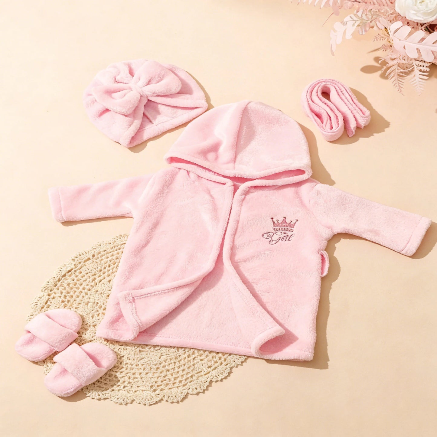 Newborn Photography Props Bathrobes Bath With Belt Shower Cap Outfit Photo Props for Infant Boys Girls Shoot  Accessories-HD