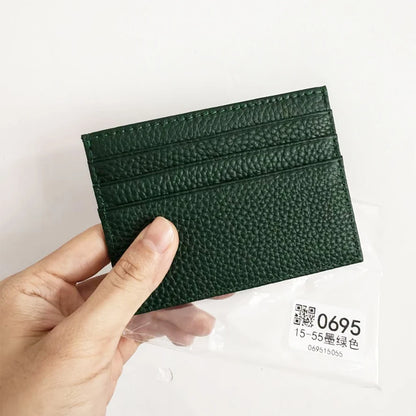 Custom Company Logo Cowhide Card Holder Woman Man Fashion Slim Mini Card Bag Genuine Leather Engrave Name Luxury Casual Purse