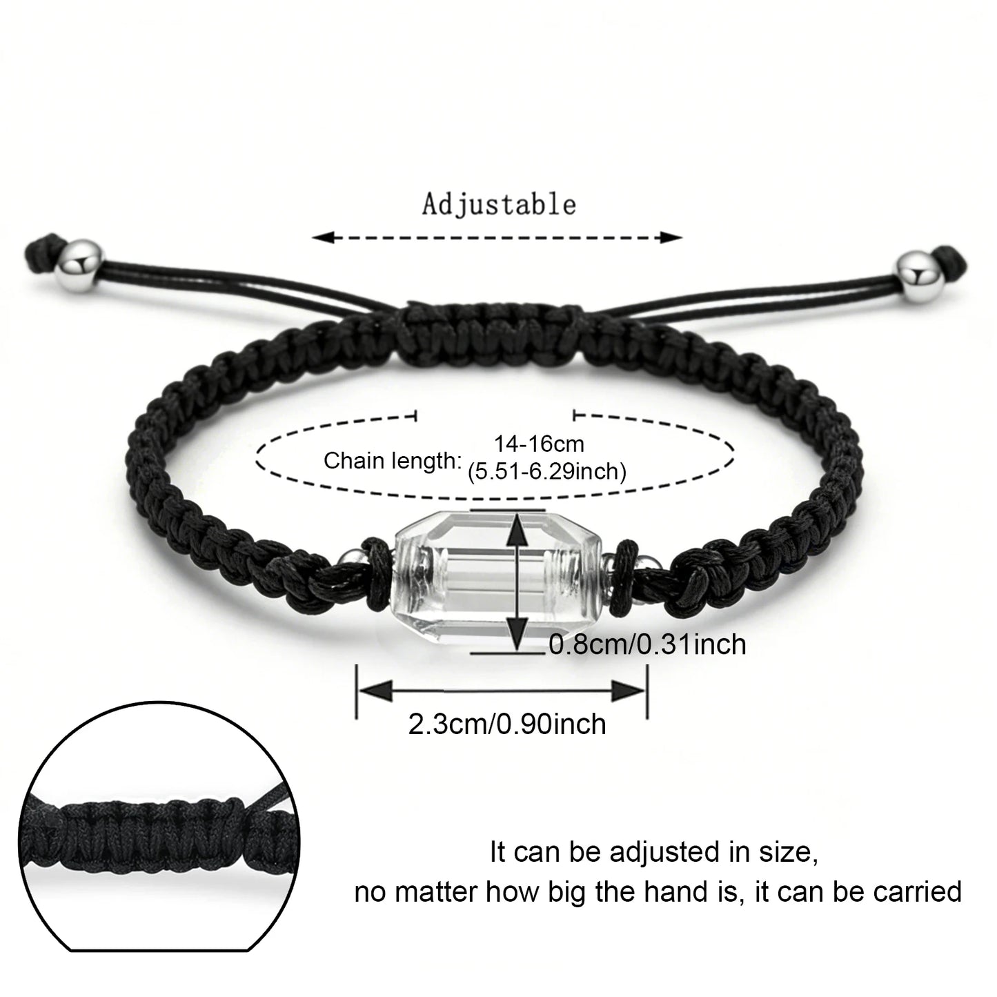 Acrylic Vial Bracelets Cremation Jewelry Urn Bracelet Bangle Rope Handmade Bracelet Adjustable Memorial Keepsakes for Loved Ones