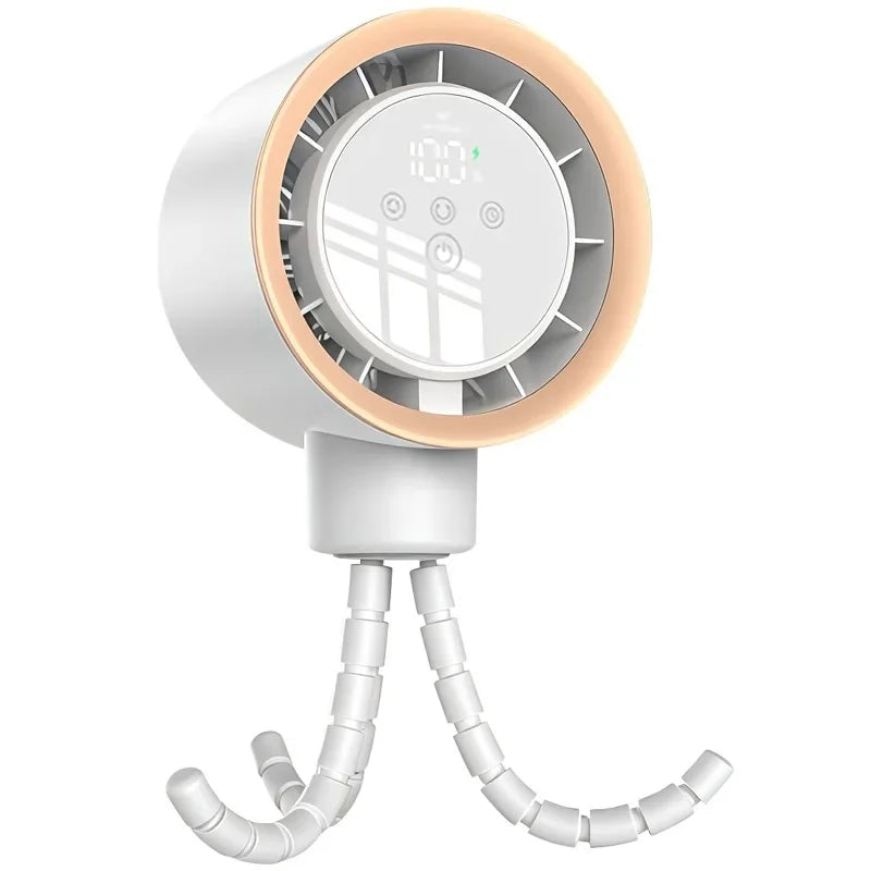 Eary Portable Desk Octopus Fan With 4000mAh Battery 100 Speeds Wind Digital Display Stroller Fan Personal Summer Air Cooling Fan