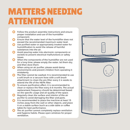 ROUNY 2-in-1 Air Purifier & Humidifier, Multi-Function Appliance, Deodorizing & Fog-Free Humidification, White