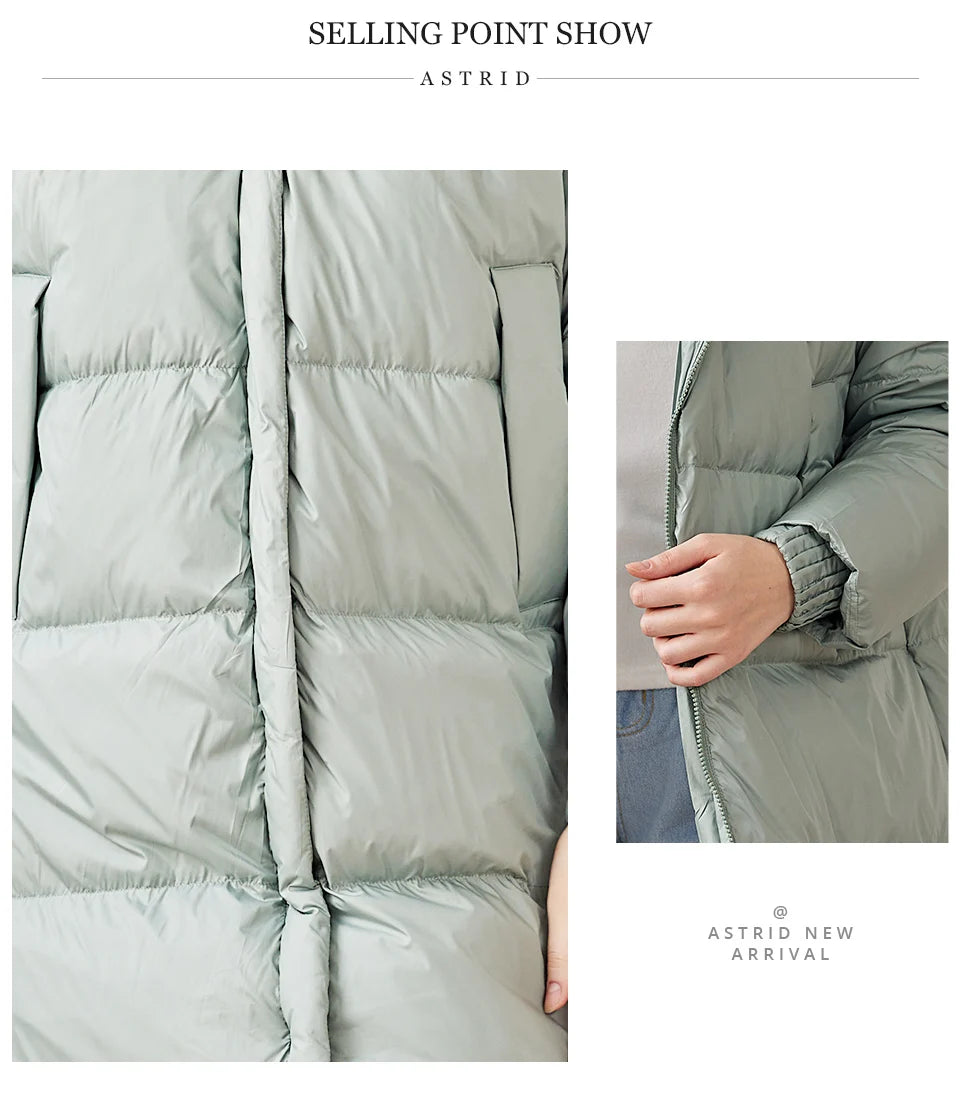 Astrid 2022 Down Jacket Women Winter Warm Long Coat Women Parkas Hooded Fashion Loose Outerwear Women's Jacket Female Clothing