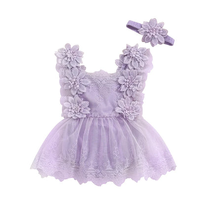 Baby Girl Summer Clothes Lace Romper Skirt Dress Princess Outfits Sleeveless Flower Newborn Outfit