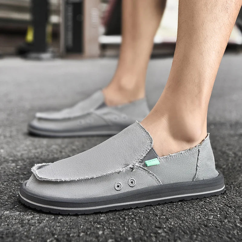 2025 New Spring Handmade Canvas Casual Men Shoes Design Fashion Sneakers Man Loafers Breathable Low Top Flat Shoes Soft Driving