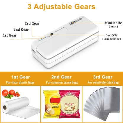 Mini sandarinimo aparatas „2in1“ plastikinių maišelių sandarinimo mašina Nešiojamas maisto pakuočių maišelių sandariklis USB įkraunamas rankinis plastikinių maišelių terminio sandarinimo aparatas
