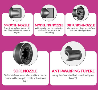 Ion Hair Dryer with Curls Diffuser 5 In 1 Super Ionic Hairdryer Woman Electric Barber Blower Leafless Dry Professional Machine