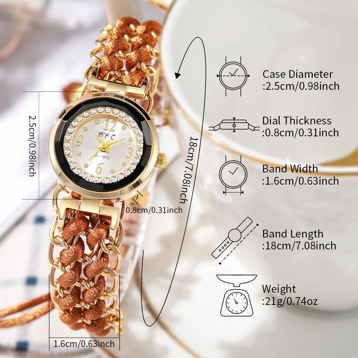 Women's Watch Fashion Braided Rope Bracelet Quartz Watches