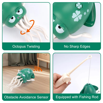 Dancing Squid Toy Pet Automatic Obstacle Avoidance Crawling Walking Electric Music Octopus with Light Music Toys Birthday Gifts