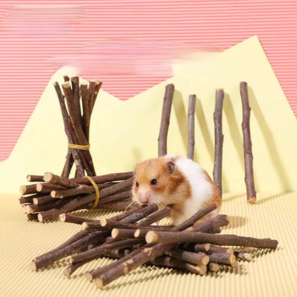 Hamster Molar Stick Toys Sweet Bamboo Stick Apple Twig Rabbit Dutch Pig Chewing Twig Nibble Small Pet Toy Dried Molar Toys 50g