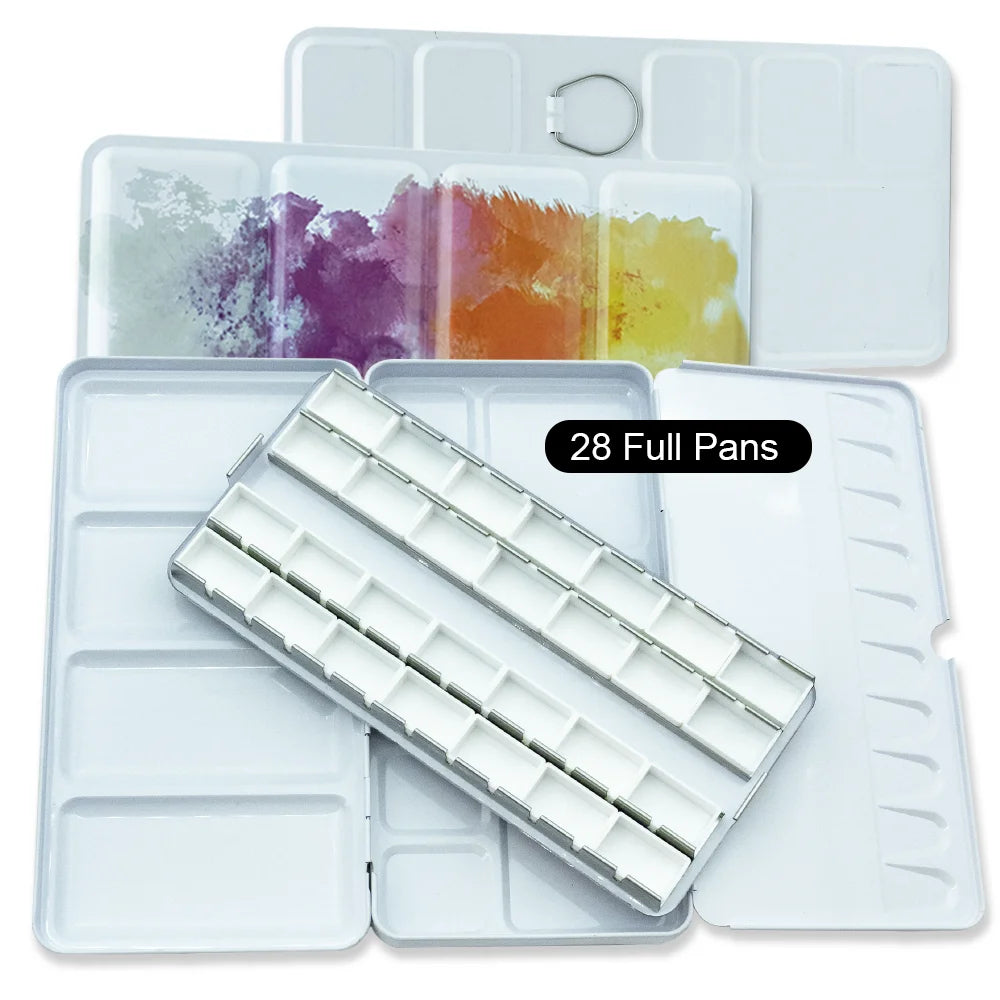 Empty Metal Watercolor Tin Palette Box With 14/26/52pcs Detachable Empty Watercolor Half Pans For DIY Travel Watercolor Palette