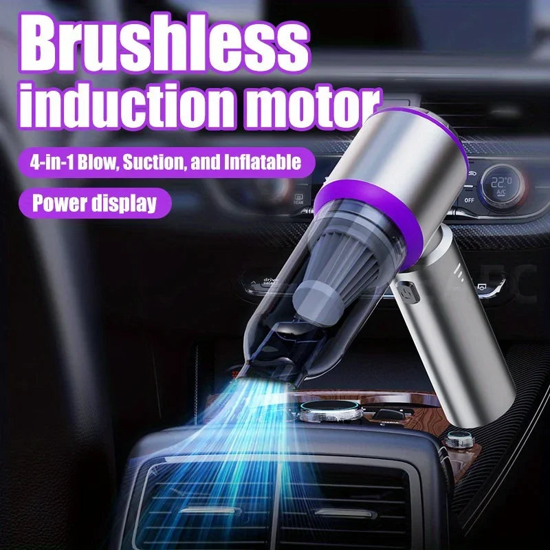 4-in-1 Car Vacuum Cleaner Portable Cordless Mini Vacuum Cleaner Compressed Air Blower Air Duster Pump Hand Held 13000Pa