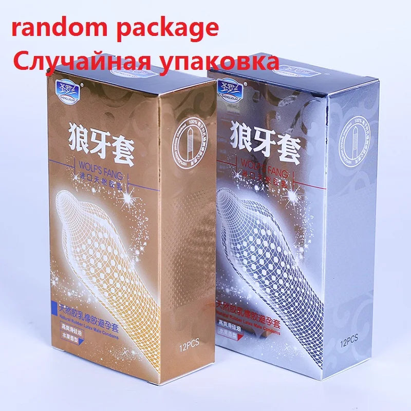 10/12PCS Erotic Condom Ice and Hot Feeling Big Particles Spikes Condom G Point Stimulation Sexshop Contraception for Men Sex Toy