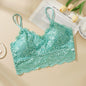 Lace Flower Suspender Top for Women Sexy Hollow Skin-friendly Solid Color Removable Pad Wireless Bra