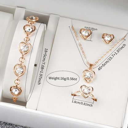 6PCS/Set Fashion Women's Quartz Watch Stainless Steel Band Wrist Watches Diamond Jewelry Set(Without Box)