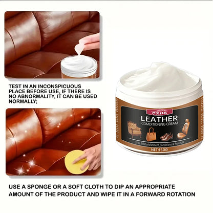 Car Leather Seat Conditioner Cream - Auto Interior Restorer for Sofa, Bag, Jacket | Plastic & Leather Care Oil, Nourishing Treat