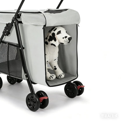 Custom Foldable Pet Stroller for Large Dogs & Multi-Pet Travel | Heavy-Duty, Lightweight, Breathable Design