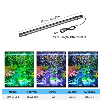 USB LED Aquarium Air Bubble Light Auto RGB Color Changing Fish Tank Air Stone Oxygen Bubbler Submersible Decorative Lamp