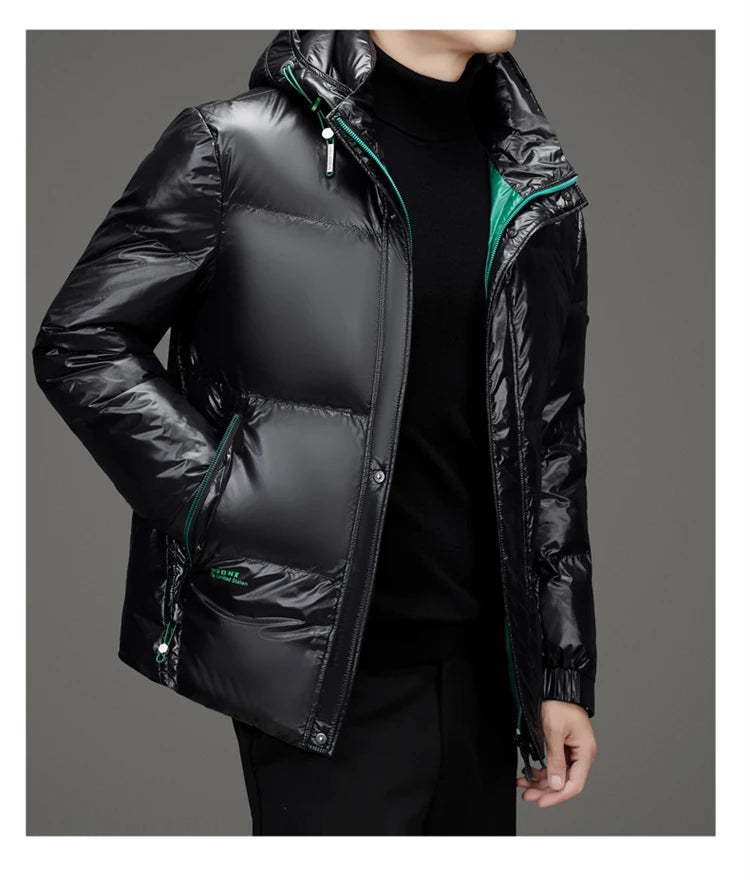 Men's Down Jacket Autumn Winter New Solid Color Thickened Warm Outdoor Travel Hooded Coat Men's White Duck Down padded Clothing