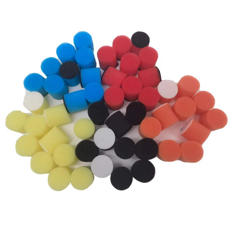 1 Inch Mini Sponge Buffing Polishing Pad Kit 30 Pcs Various Colors for Automotive Hub Polisher Attachment Detailing Sealing Wax
