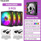 TEUCER Prism12025 PC Case Fan 120mm 5V 3Pin ARGB Cyclic Mirror Light Effect PWM 800 to 2000RPM Cooling Fan 3 Piece Set