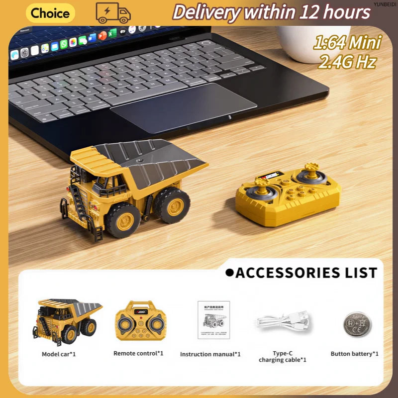 1:64 Remote Control and Alloy Truck Forklift with Trailer Worktop Mini Bluetooth RC Elevator Vehicle Children's Toy Holiday Gift