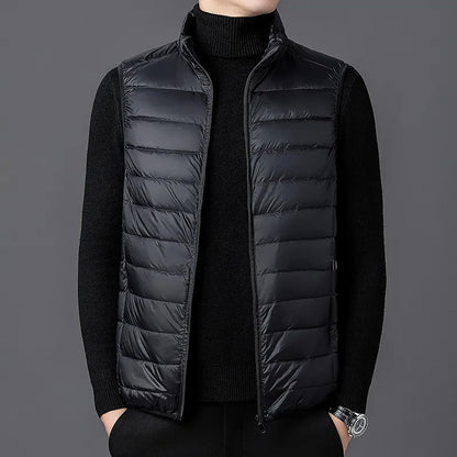 2025 Autumn Winter Men' Sleeveless Vest Jackets Fashion Male Cotton-Padded Vest Coats Men Stand Collar Warm Waistcoats Clothing