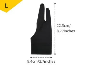 2-Finger Anti Touch Gloves for iPad/Drawing Tablet - Digital Art Glove w/Smooth Nylon Fiber | Prevent Smudges on Screen & Paper