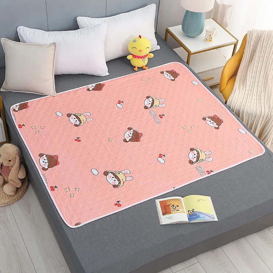 80x120cm cartoon heart, urine separator pad, waterproof, washable, replaceable, night and menstrual protection for baby care