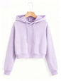 Street Style Solid Color Autumn Winter Cropped Sweatshirt Crop Top Hoodie Y2k Sweatshirts Fashion Casual Style Clothes