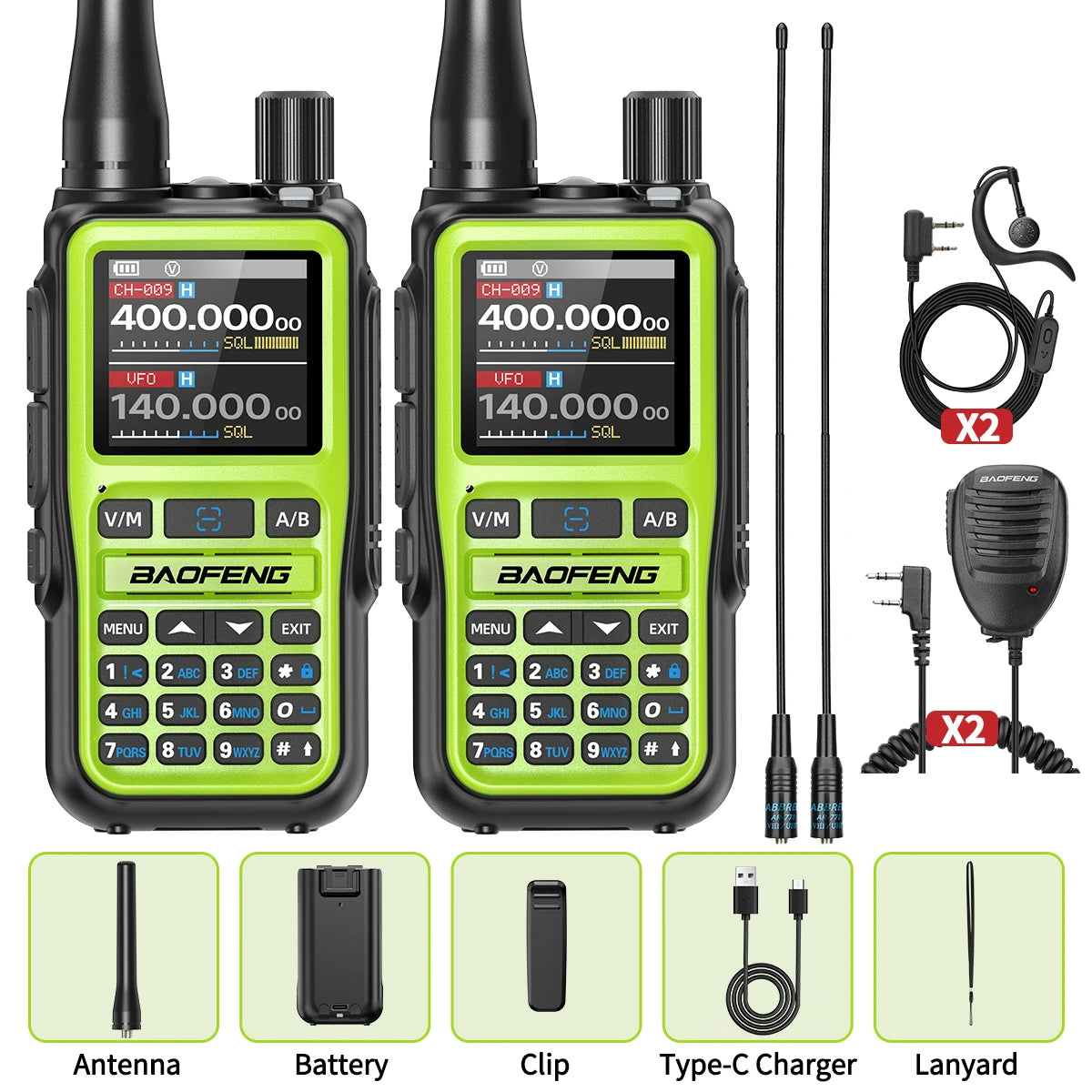 1/2PCS BAOFENG UV-5R Mini Walkie Talkie Dual PTT Wireless Bluetooth Programming Multi-Band Type-C Charge Long Range Ham Radio
