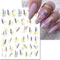 3d Nail Art Decals Elegant White RoyalBlue Roses Flowers Adhesive Sliders Nail Stickers Decoration For Nail Manicure