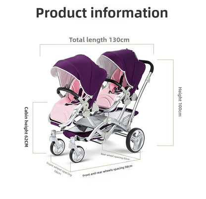 Foldable Twin Baby Stroller,Double Seat Baby Stroller for Two Babies,Shock-absorbing Twin Baby Stroller,Multi-function