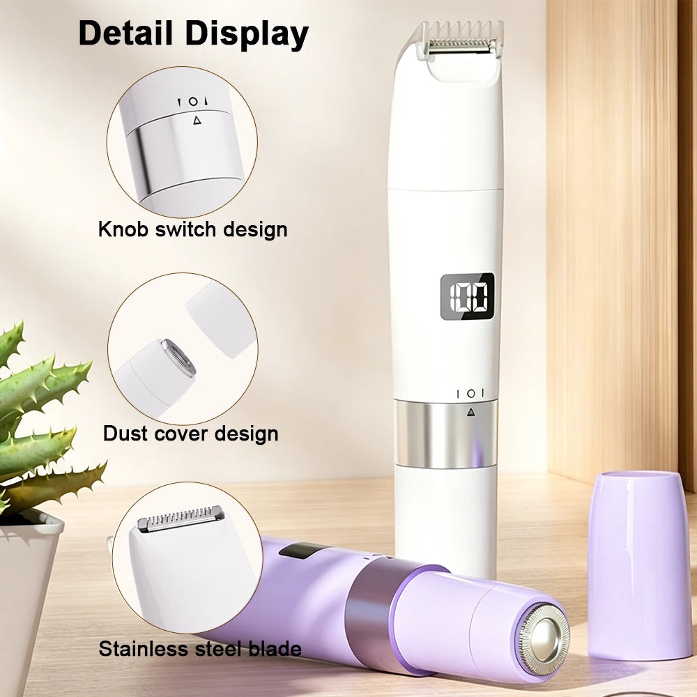 Trimmer for Women 2 in 1 Double Head Epilator Portable Electric Razors Bikini Shaver for Body Leg Underarm Hair Remover Trimmer