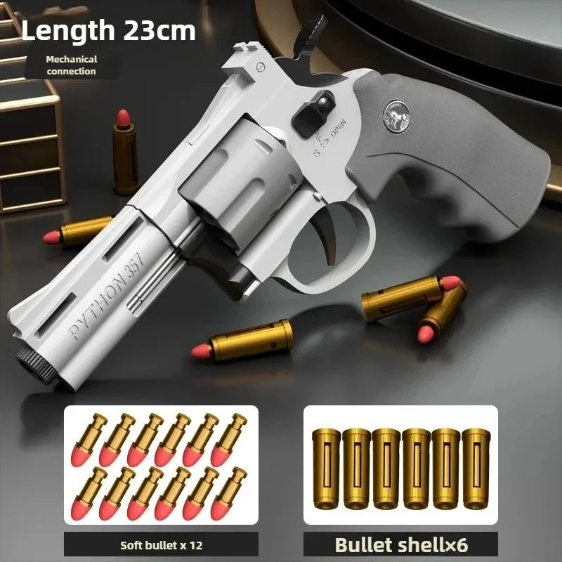 Continuous Firing ZP5 357 Revolver Launcher Pistol Soft Dart Bullet Toy Gun for Kids Adults CS Outdoor Battle Game Play