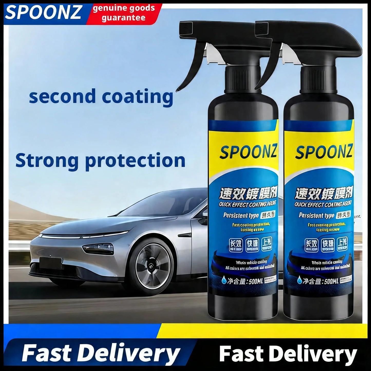 500ML Car Coating Spray Nano Ceramic Quick Effect Coating Agent Spray Quick Coat Wax Polish Spray Protection Car Care KIT 1/3set