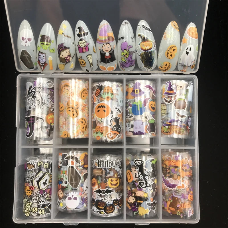 New Flower Nail Foils for Transfer Paper Stickers Floral Adhesive Fruit Nails Wraps Fish DIY Water Marble Nail Art Decorations