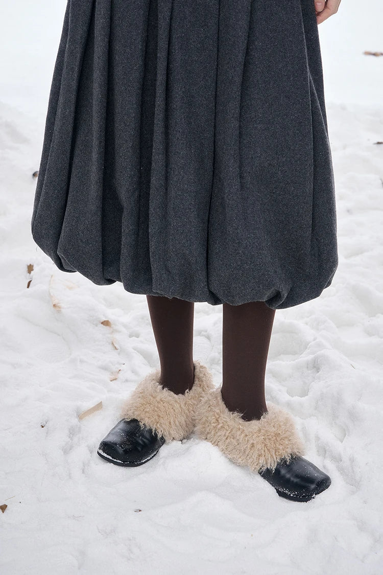 ELFSACK 2025 Dark Gray Pleated Skirt Women, Preppy Elegant Tiered Midi Skirt with Bubble Hem, Winter Mini/Maxi Half Skirt