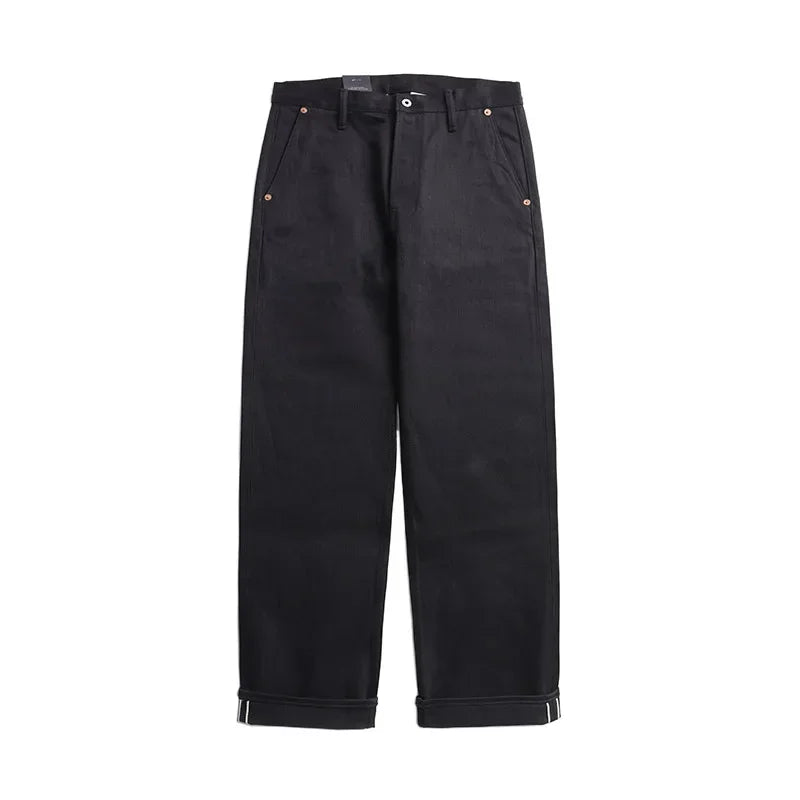 Red Tornado Black Men's Jeans Relaxed Fit 14.5oz Selvedge Denim Officer Trousers