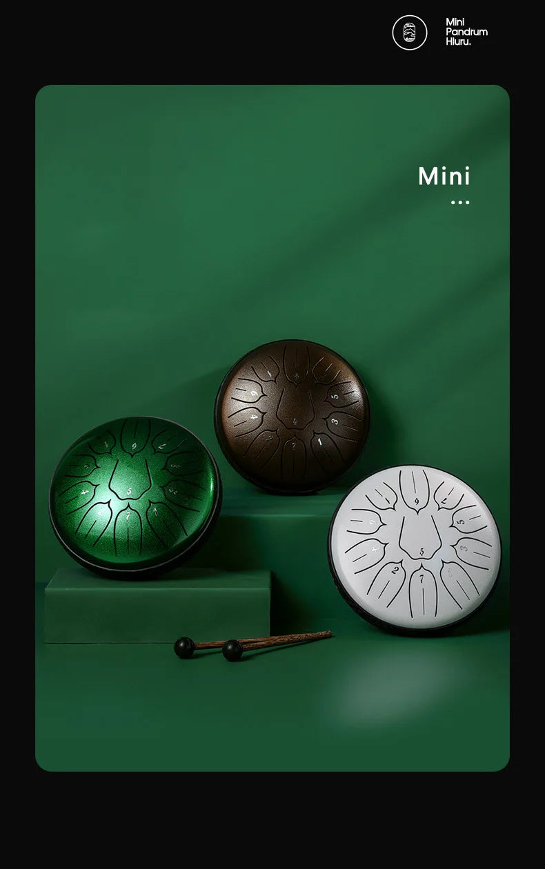 Hluru Glucophone Steel Tongue Drum 6 Inch 11 Notes D Tone Ethereal Drum Music Drum Yoga Meditation Percussion Instrument
