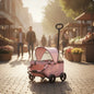 Four-Wheel Pet Stroller Compact Dog Stroller with Canopy Easy-to-Maneuver Roomy for Dogs, Outdoor Walks, Travel
