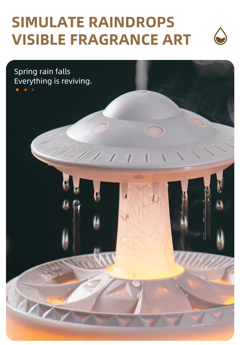 Creative UFO Aroma Diffuser Sprayer Air Humidifier with Water Mist Ring Works with Essential Oil Releases Fine Water Mists